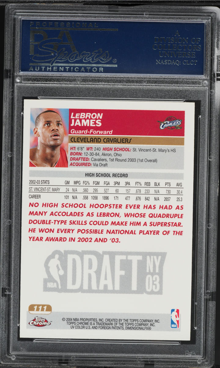 2003 Topps Chrome LeBron James ROOKIE #111 PSA 10 GEM MINT