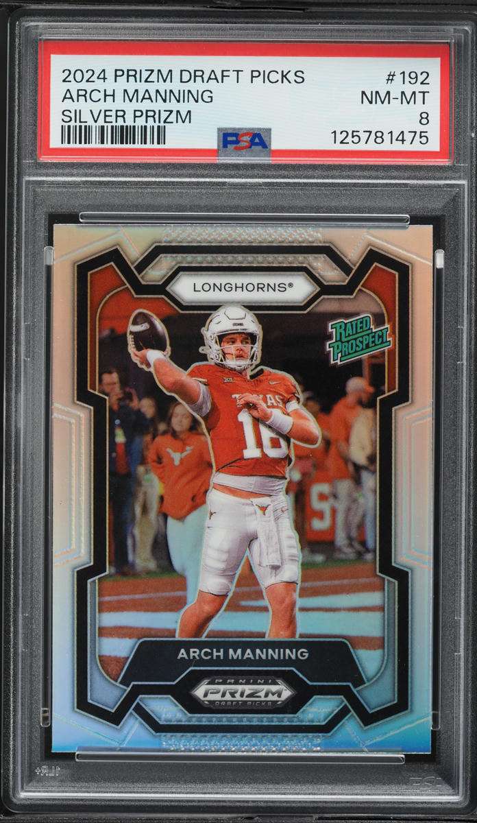 2024 Panini Prizm Draft Picks Silver Arch Manning ROOKIE #192 PSA 8 NM-MT