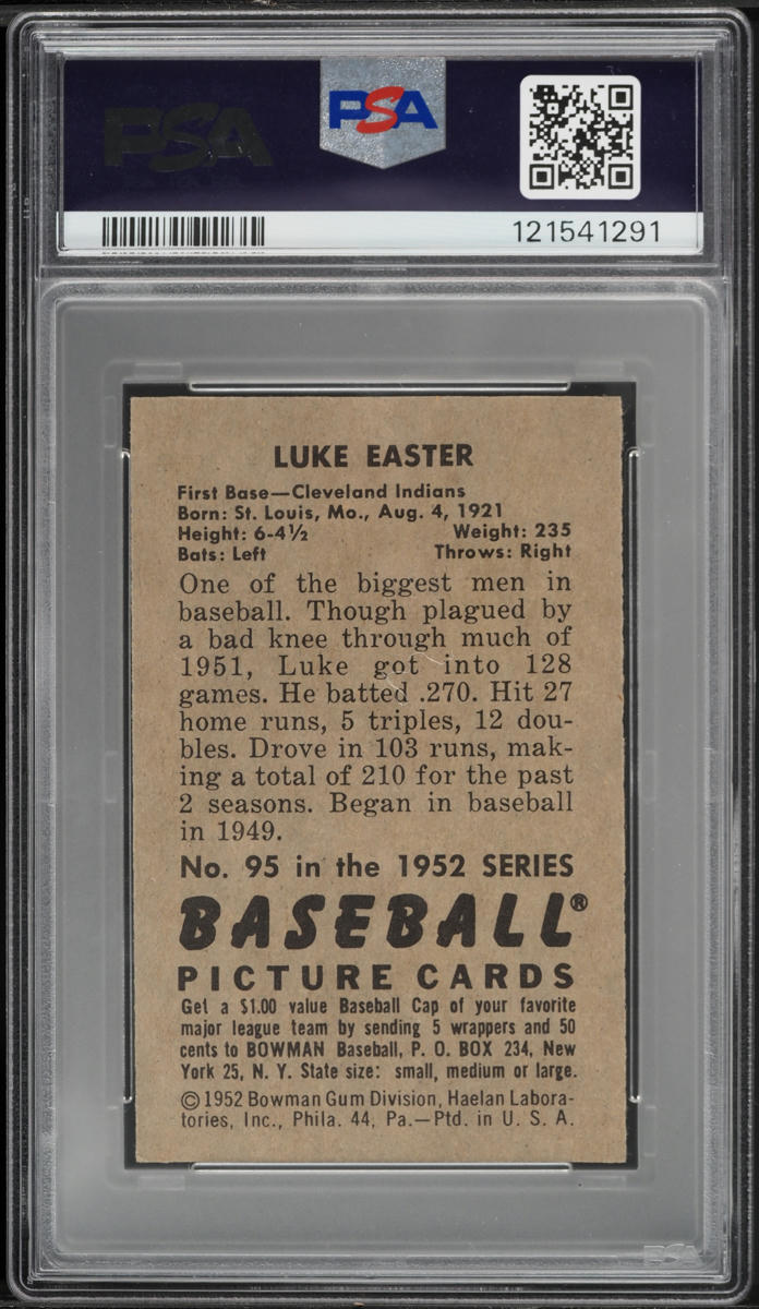 1952 Bowman Luke Easter #95 PSA 7 NRMT