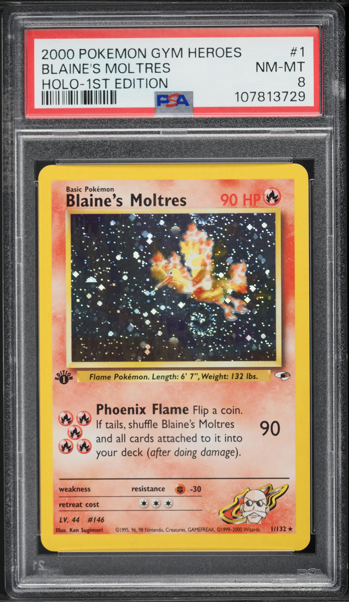 2000 Pokemon Gym Heroes 1st Edition Holo Blaine's Moltres #1 PSA 8 NM-MT