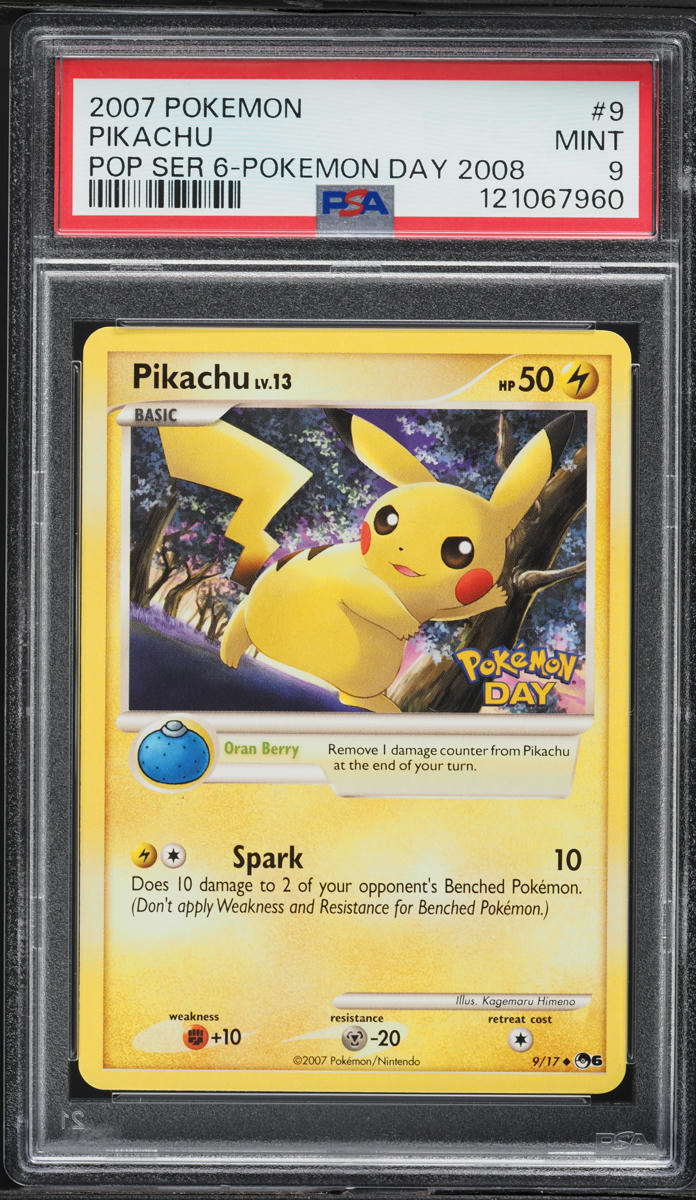 2007 Pokemon POP Series 6 Pokemon Day '08 Pikachu #9 PSA 9 MINT