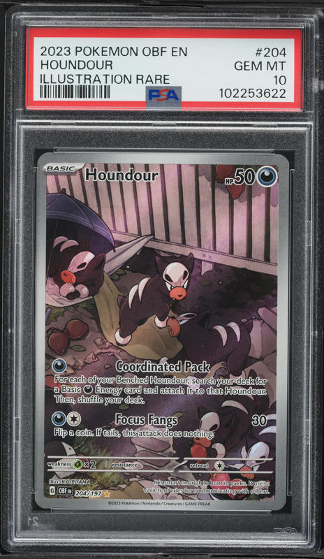 2023 Pokemon Scarlet & Violet Obsidian Flames IR Houndour #204 PSA 10 GEM MINT
