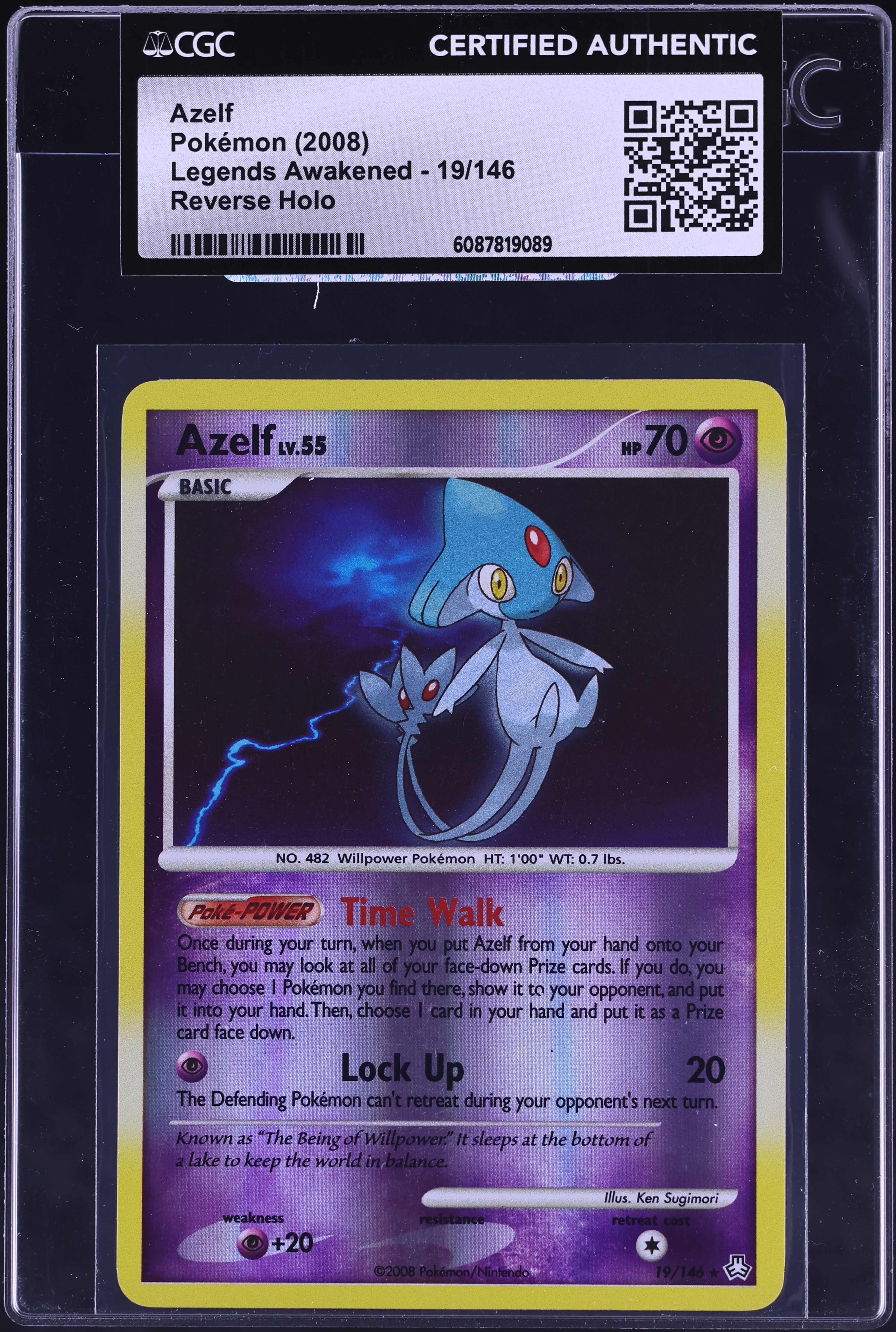 Azelf (19/146) (League Promo) [Diamond & Pearl: Legends Awakened] Heavily Played Reverse Holofoil