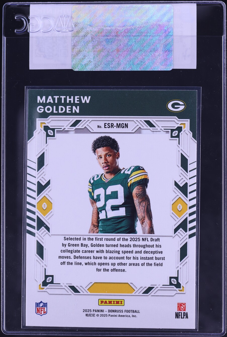 2025 Donruss Elite Series Matthew Golden ROOKIE #ESR-MGN CGC AUTH