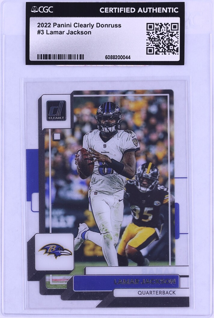 2022 Panini Clearly Donruss Lamar Jackson #3 CGC AUTH