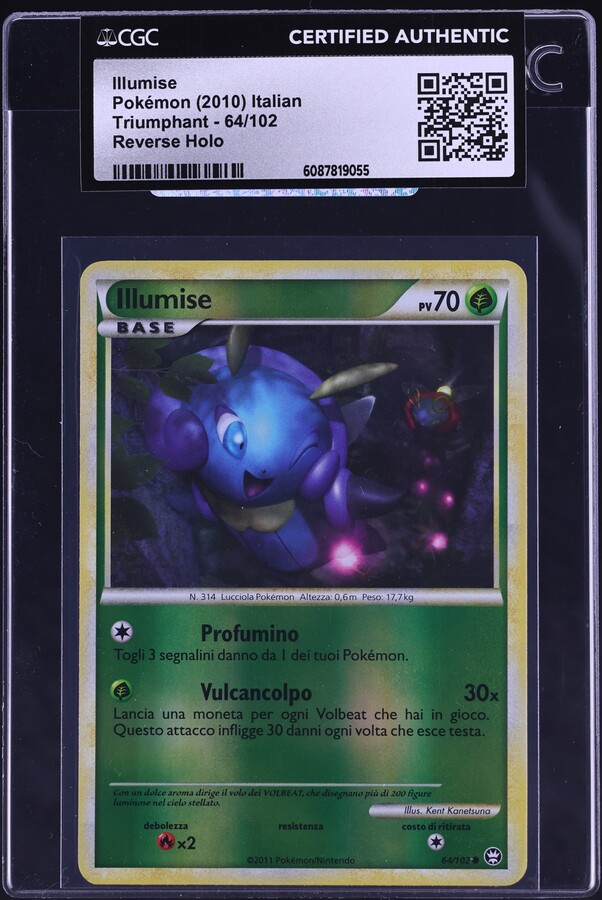 2010 Pokemon Italian HeartGold & SoulSilver Triumphant Reverse Holo Illumise #64 CGC AUTH