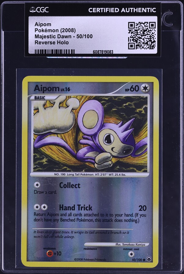 2008 Pokemon Diamond & Pearl Majestic Dawn Reverse Holo Aipom #50 CGC AUTH  on Fanatics Collect