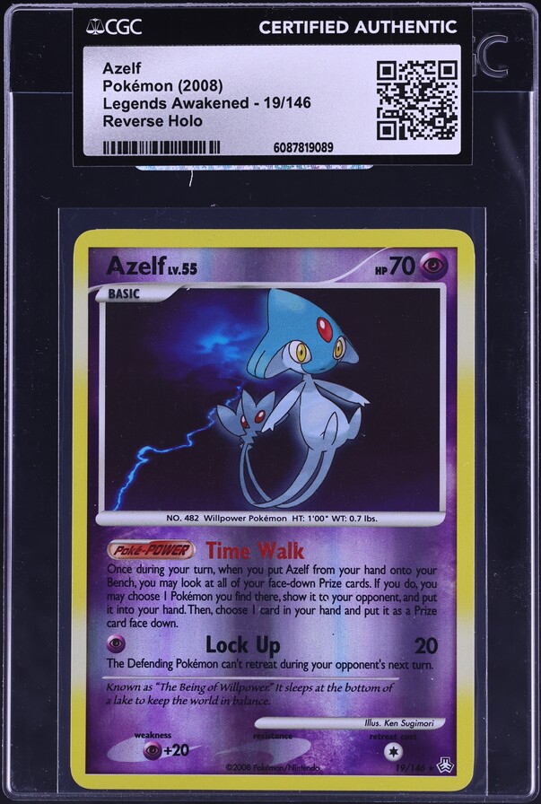 2008 Pokemon Diamond & Pearl Legends Awakened Reverse Holo Azelf #19 CGC AUTH