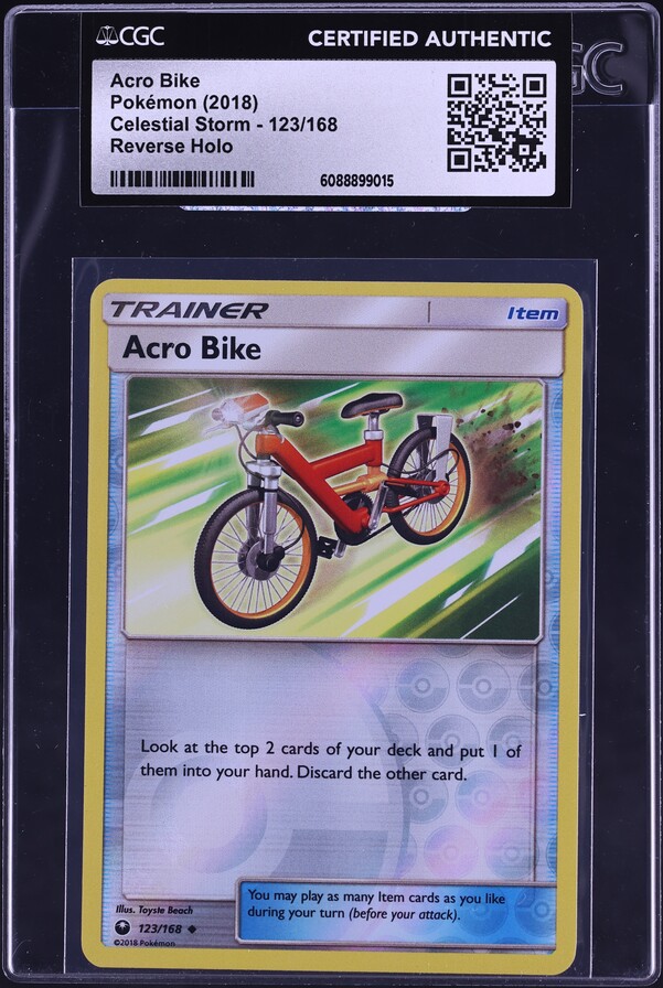 2018 Pokemon Sun & Moon Celestial Storm Reverse Holo Acro Bike #123 CGC AUTH