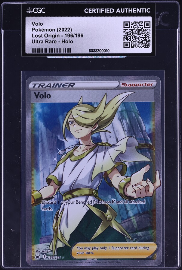 2022 Pokemon Sword & Shield Lost Origin Full Art Volo #196 CGC AUTH