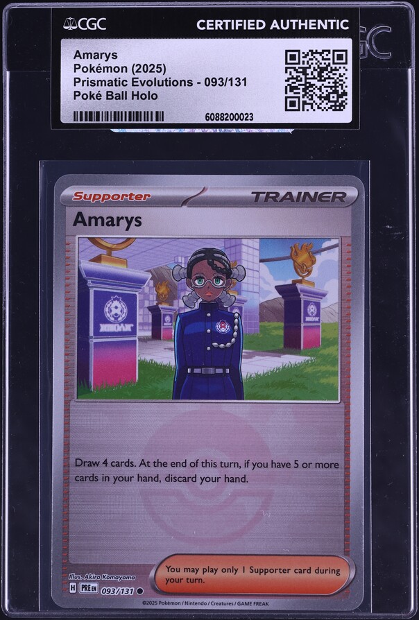 2025 Pokemon Scarlet & Violet Prismatic Evolutions Poke Ball Holo Amarys #93 CGC AUTH