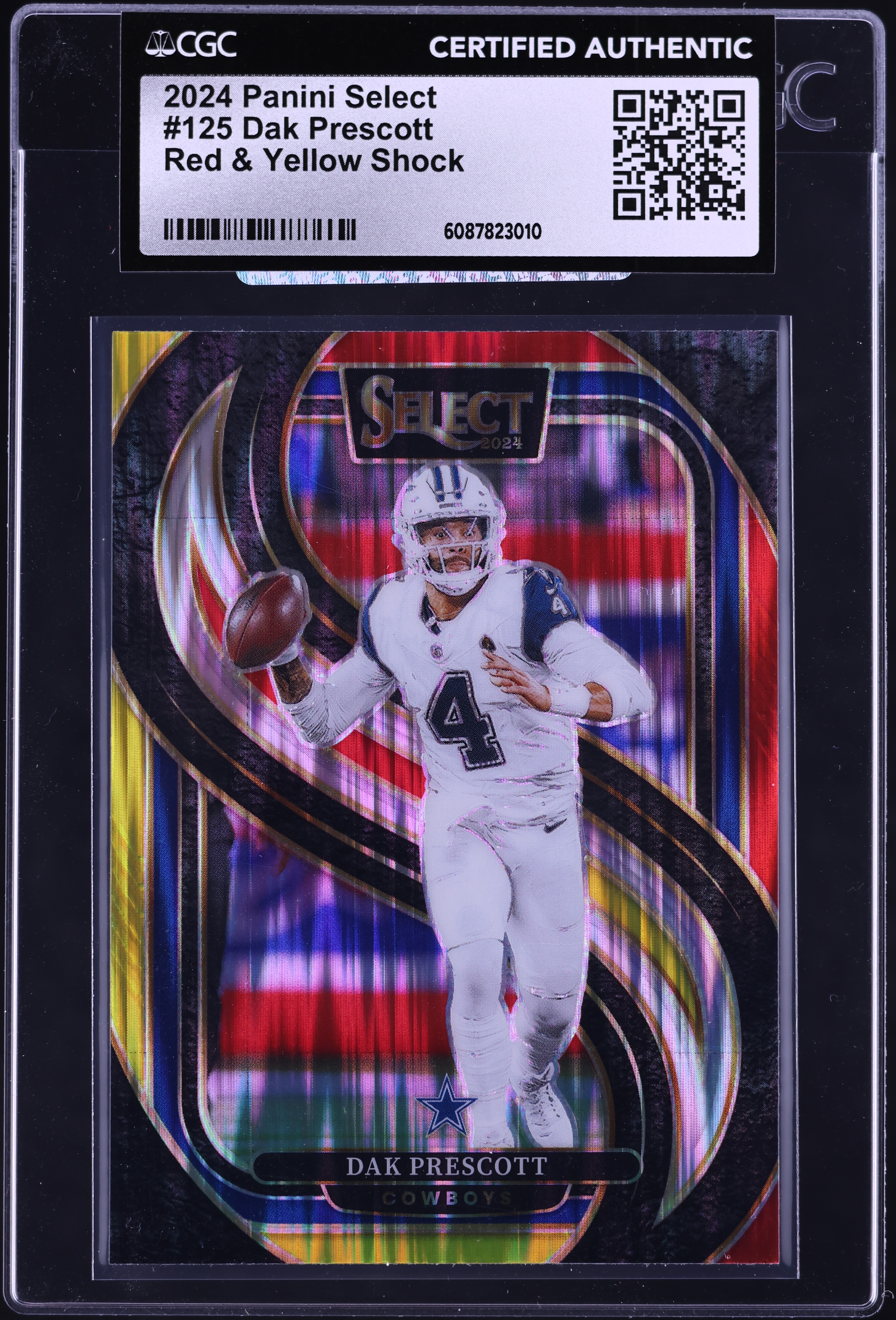 2024 Select Premier Level Red & Yellow Shock Prizm Dak Prescott