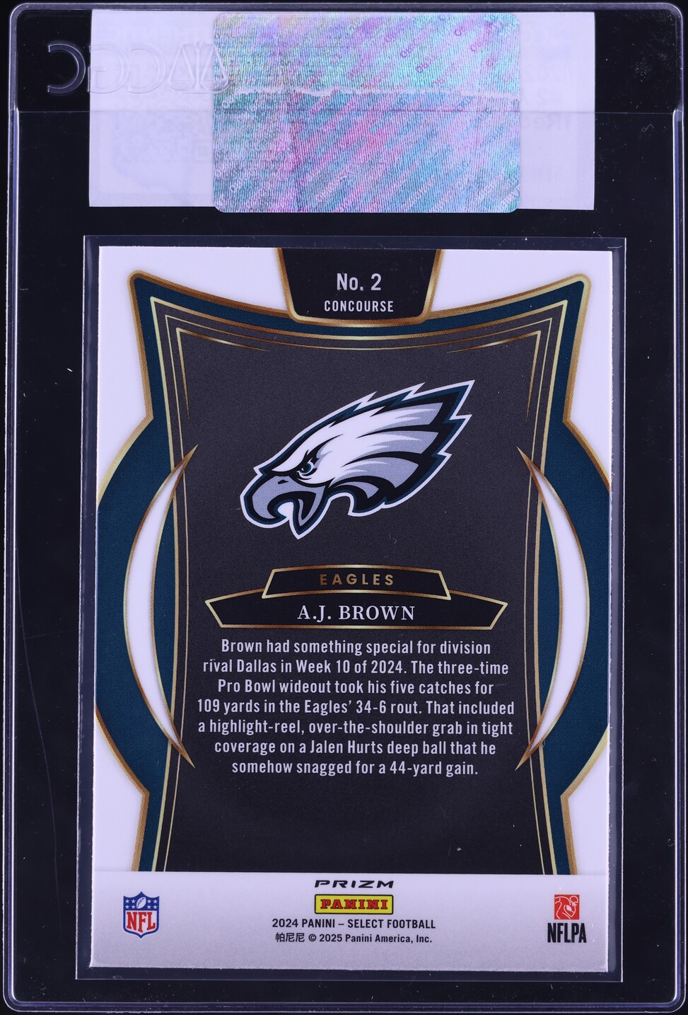 2024 Select Concourse Red & Yellow Shock Prizm A.J. Brown #2 CGC AUTH