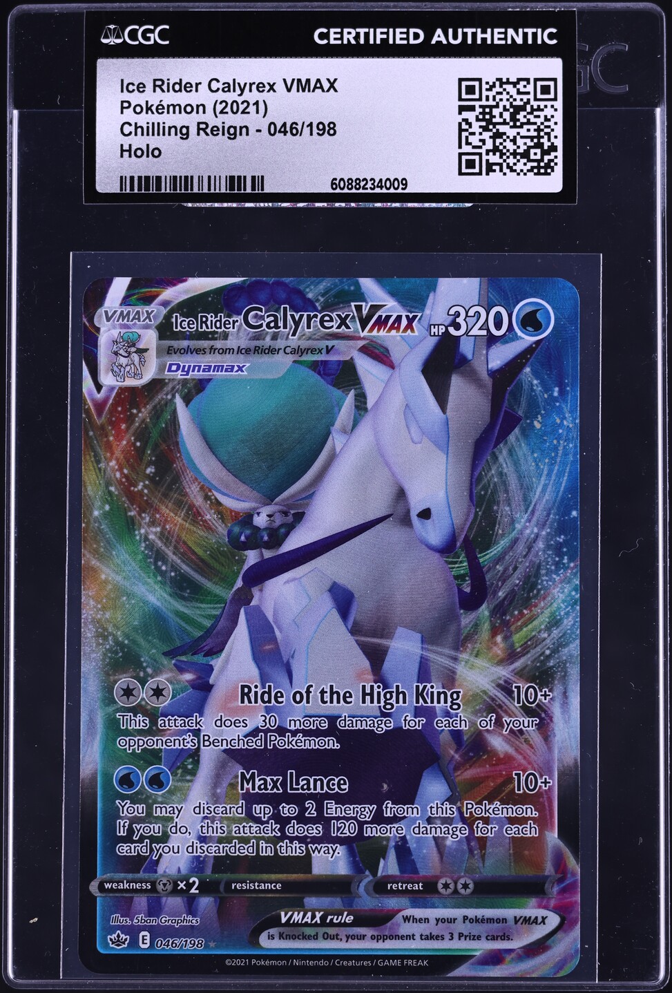 2021 Pokemon Sword & Shield Chilling Reign Alt Art Ice Rider Calyrex VMAX #46 CGC AUTH