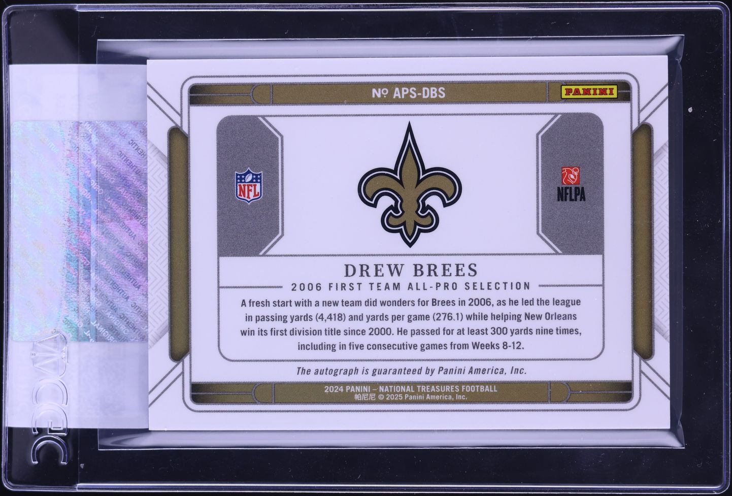 2024 National Treasures All Pro Signatures Drew Brees AUTO /99