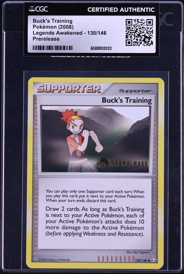 2008 Pokemon Diamond & Pearl Legends Awakened Prerelease Buck's Training #130 CGC AUTH