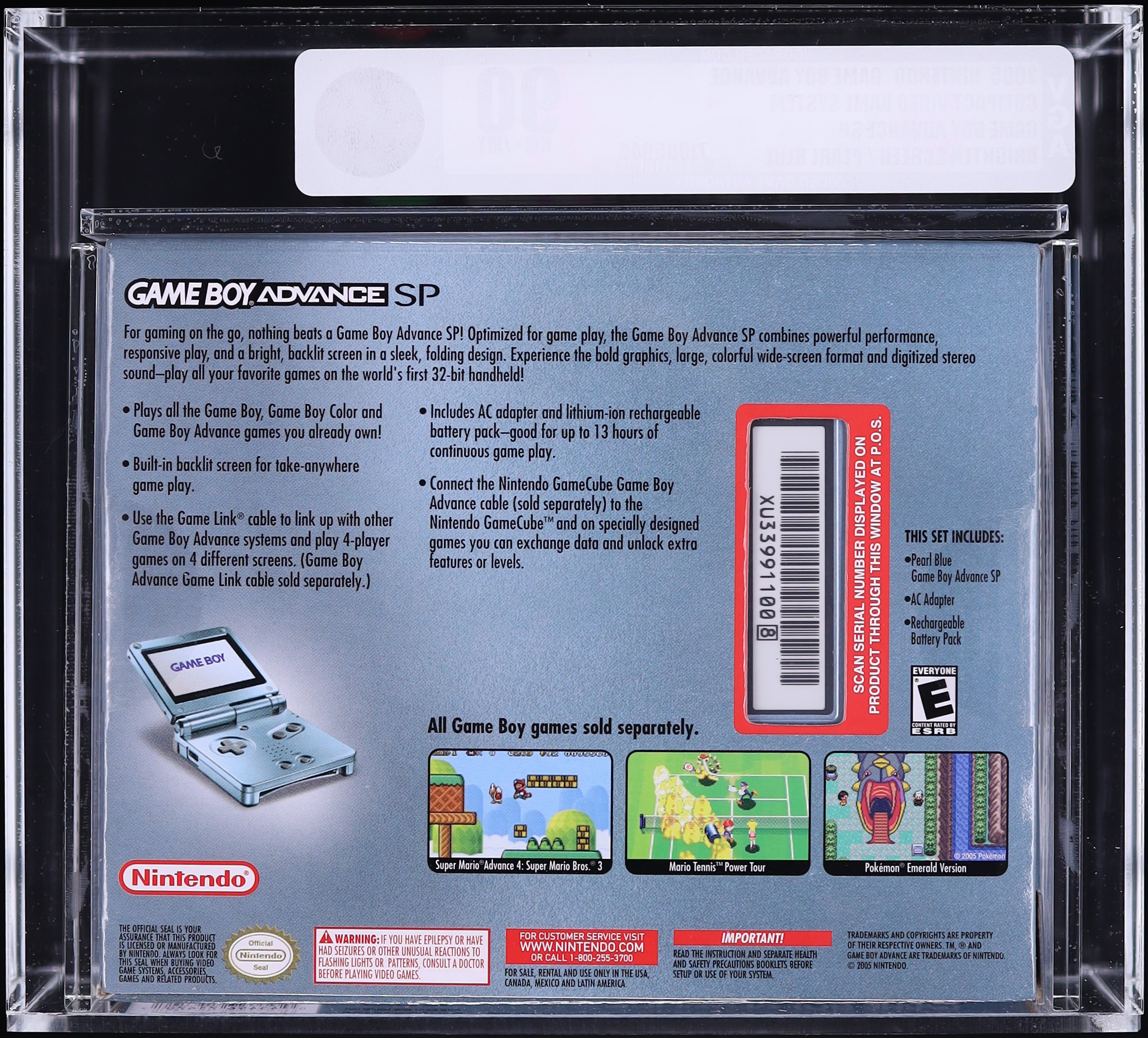 2005 Nintendo Gameboy Advance SP Compact Video Game System Pearl