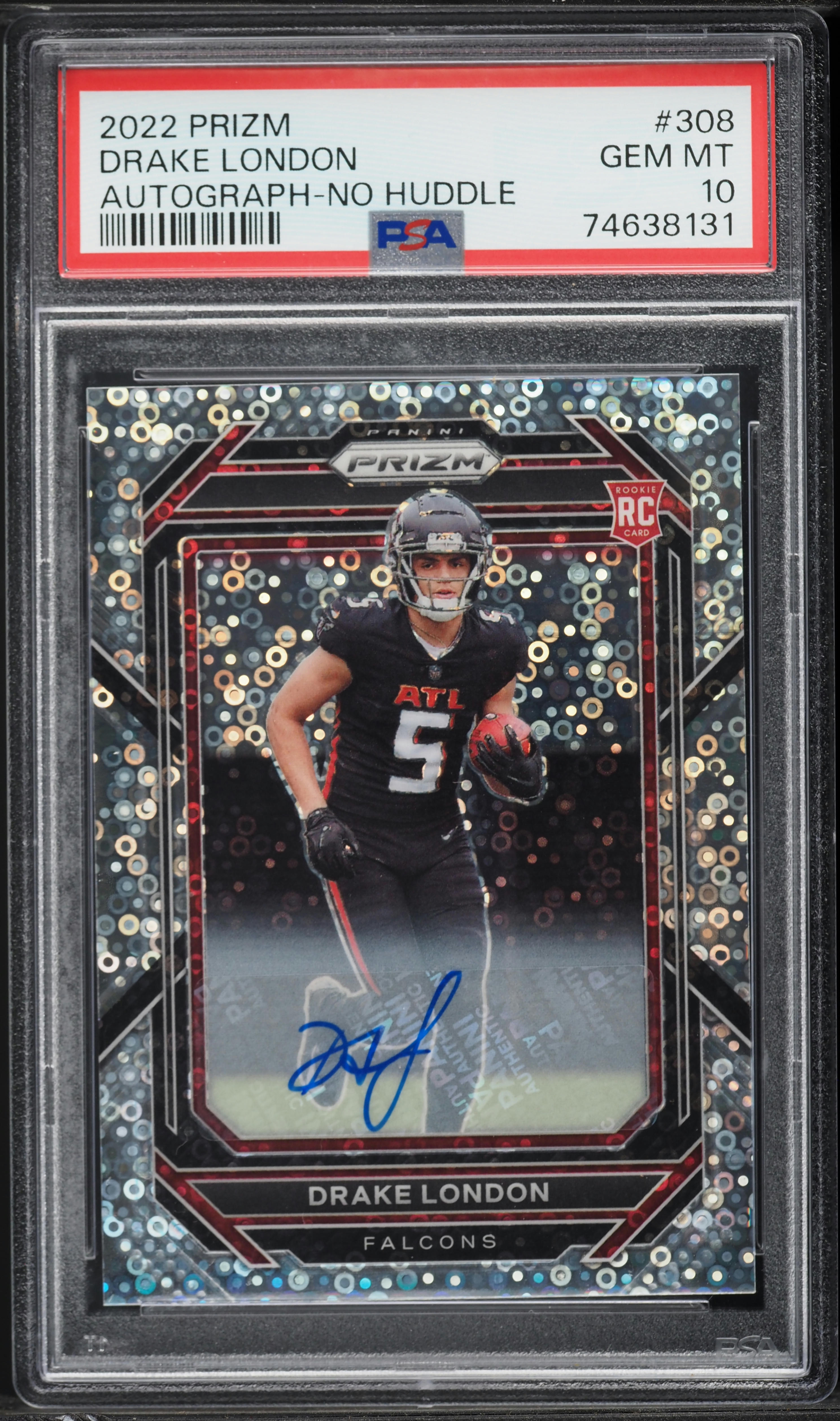【PSA10】Panini Prizm 2022 Auto ヌートバー RC 2022 Panini Prizm No Huddle Drake London ROOKIE AUTO #308 PSA 10
