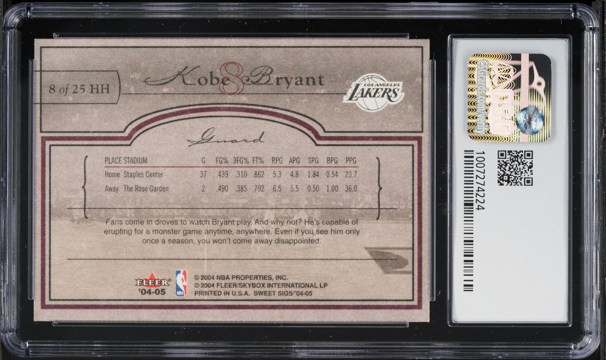 2004 Fleer Sweet Hardcourt Heroics Kobe Bryant #8 CSG 9 MINT on