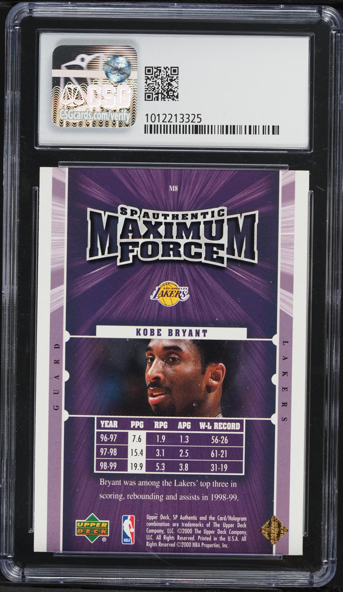 1999 SP Authentic Maximum Force Kobe Bryant #M8 CSG 9 MINT on
