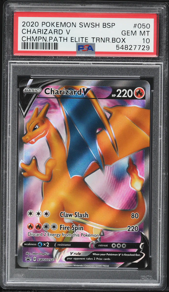 2020 Pokemon Sword & Shield Promo Champion's Path Full Art Charizard V  #SWSH50 PSA 10 GEM MINT on Fanatics Collect