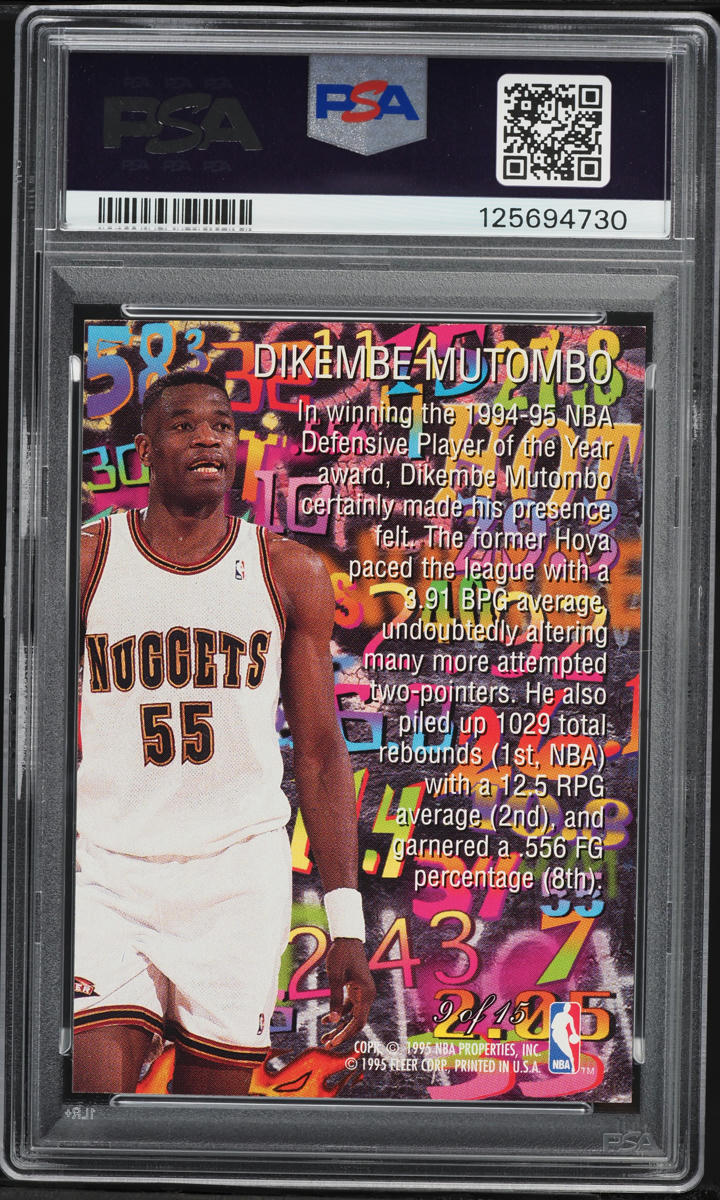 1995 Flair Hot Numbers Dikembe Mutombo #9 PSA 10 GEM MINT
