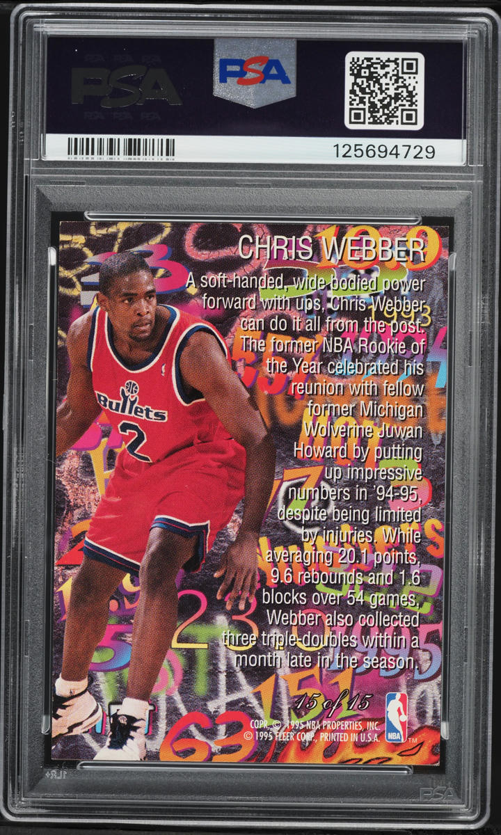 1995 Flair Hot Numbers Chris Webber #15 PSA 9 MINT