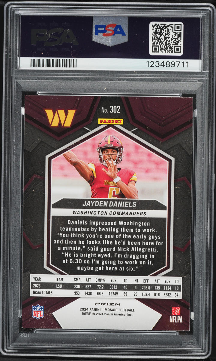2024 Panini Mosaic Genesis Jayden Daniels ROOKIE #302 PSA 9 MINT