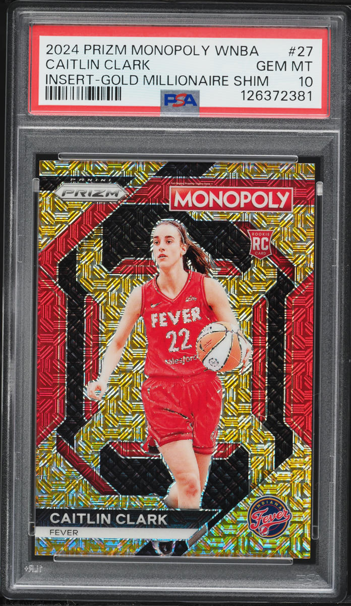 2024 Panini Prizm Monopoly Gold Millionaire Shimmer Caitlin Clark ROOKIE /500 #27 PSA 10 GEM