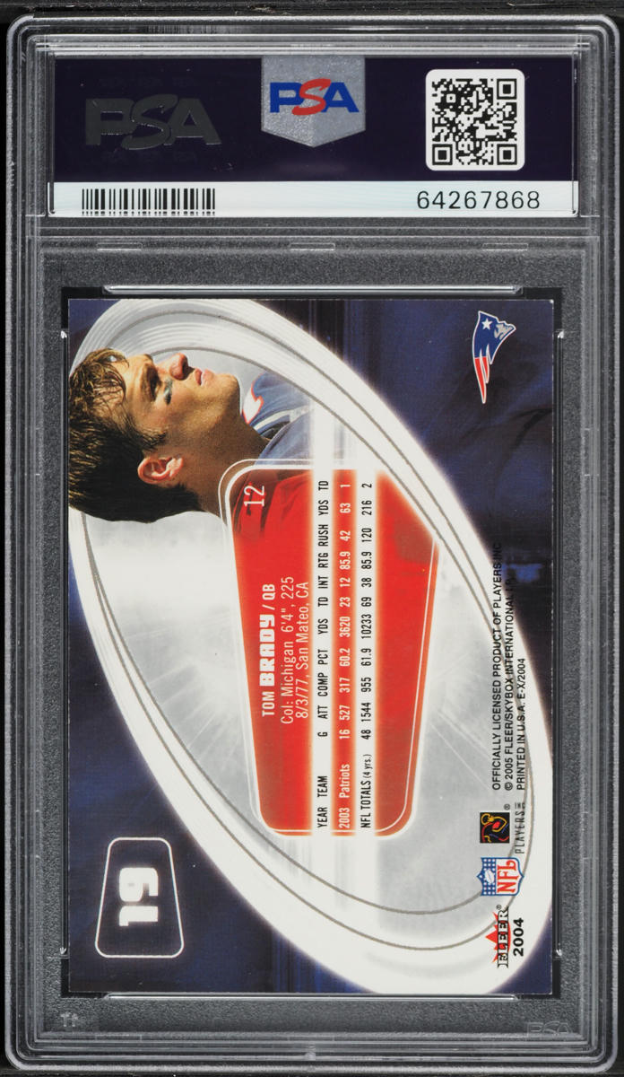 2004 Fleer E-X Tom Brady #19 PSA 8 NM-MT
