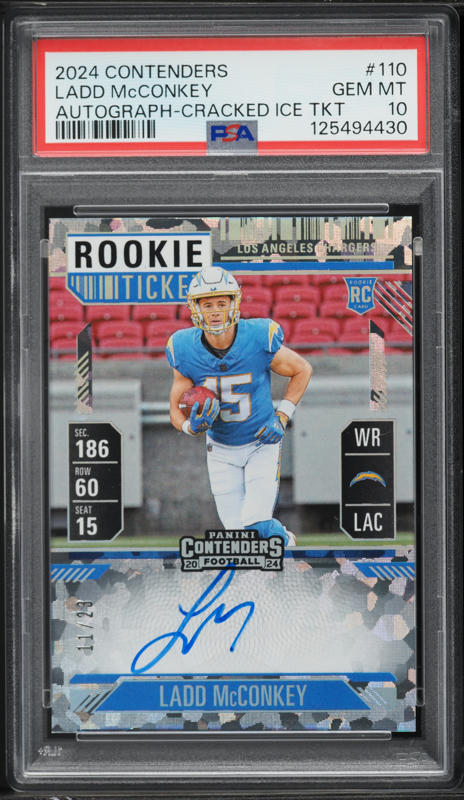 2024 Panini Contenders Cracked Ice TKT Ladd McConkey ROOKIE AUTO