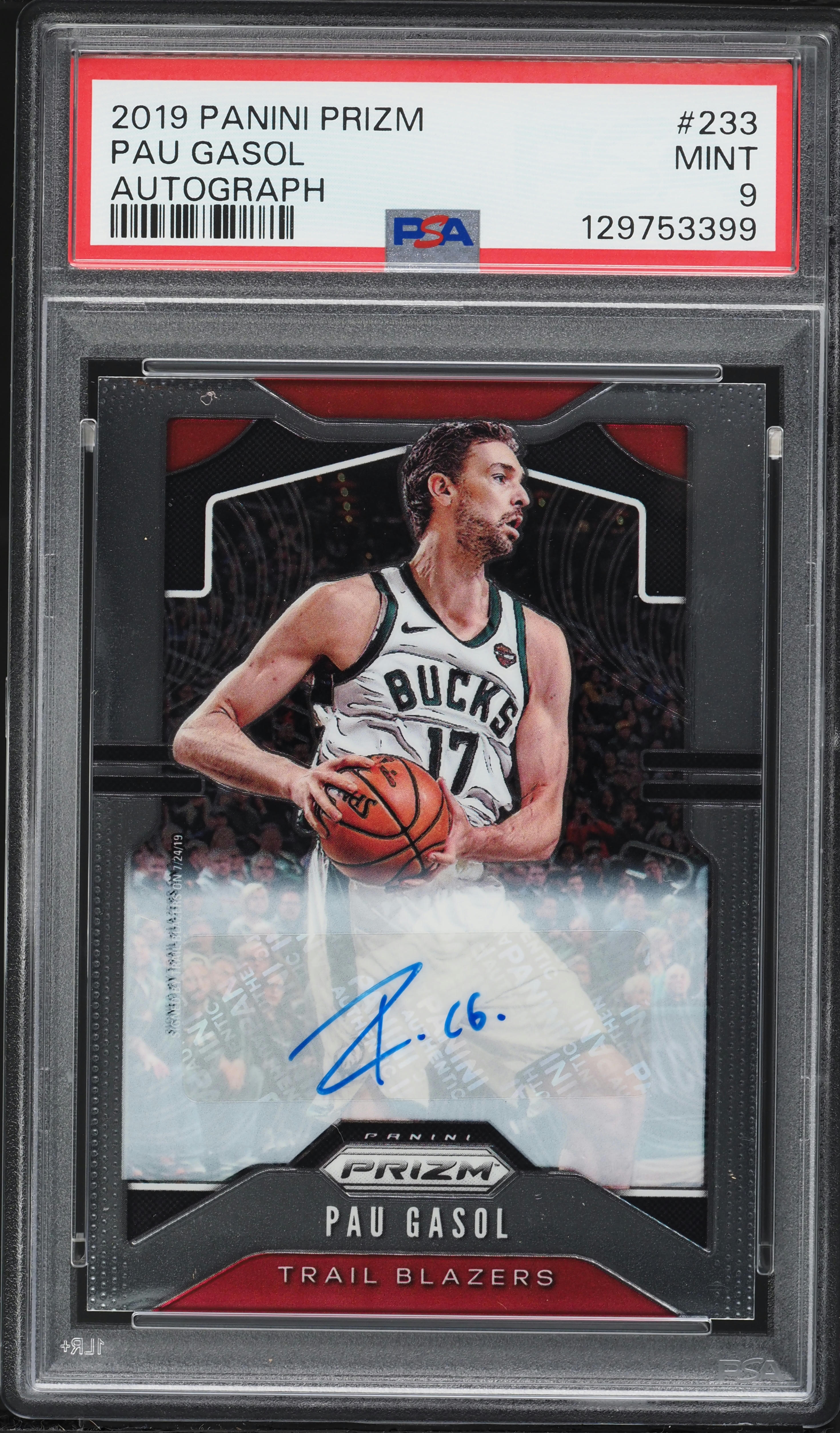 2019 ヴァイスシュヴァルツ FRB リアス PSA 9 2019 Panini Prizm Pau Gasol AUTO #233 PSA 9 MINT on Fanatics Collect