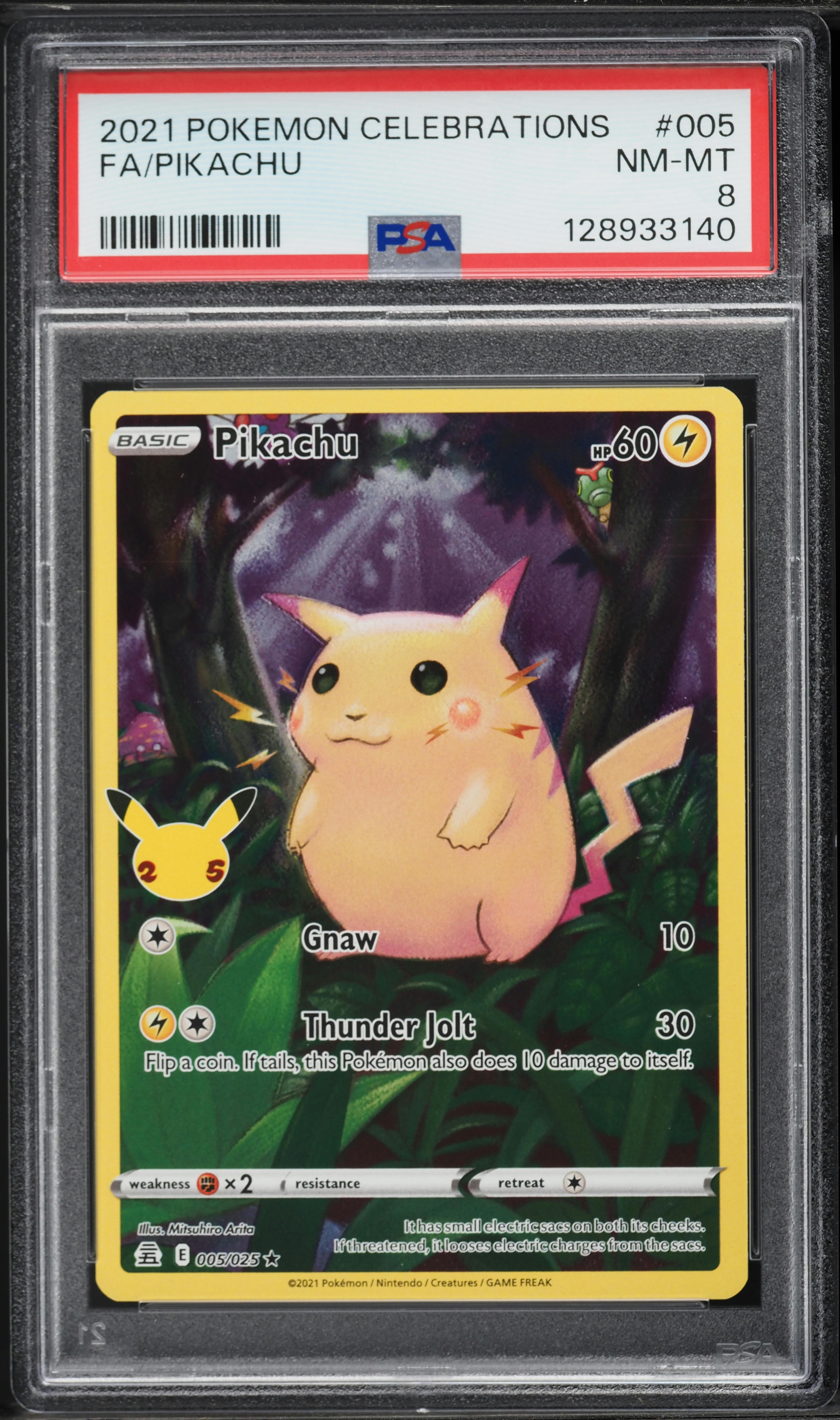 2021 Pokemon Sword & Shield Celebrations Full Art Pikachu #5 PSA 8