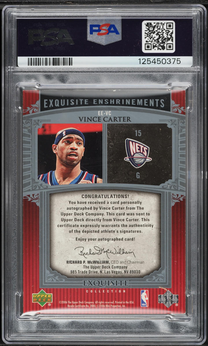 2005 Exquisite Collection Enshrinements Vince Carter AUTO /25 #EE-VC PSA 7 NRMT