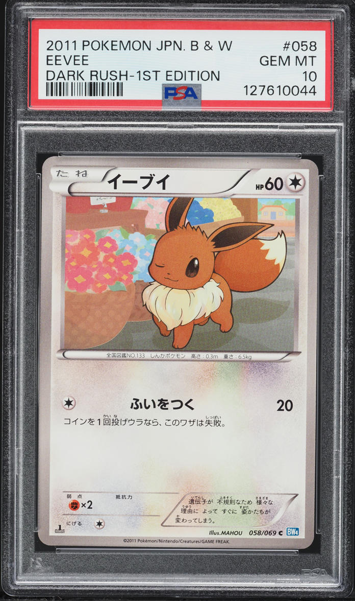 2011 Pokemon Japanese Black & White Dark Rush 1st Edition Eevee #58 PSA 10 GEM MINT