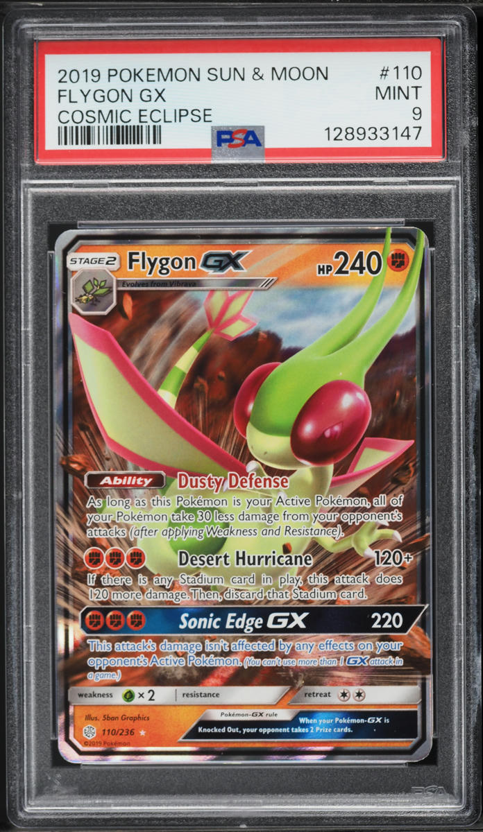 2019 Pokemon Sun & Moon Cosmic Eclipse Flygon GX #110 PSA 9 MINT