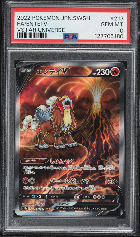 2022 Pokemon Japanese Sword & Shield VSTAR Universe SAR Entei V #213 PSA 10 GEM MINT