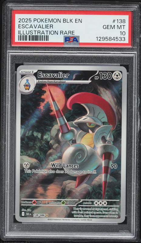 2025 Pokemon Scarlet & Violet Black Bolt IR Escavalier #138 PSA 10