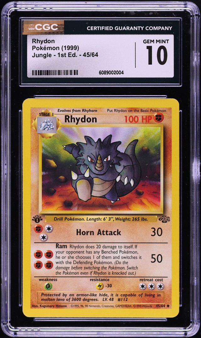 1995 rhydon pokemon card Rhydon Pokemon Stage1 59/130 100HP 1995 MINT Never Played Rare