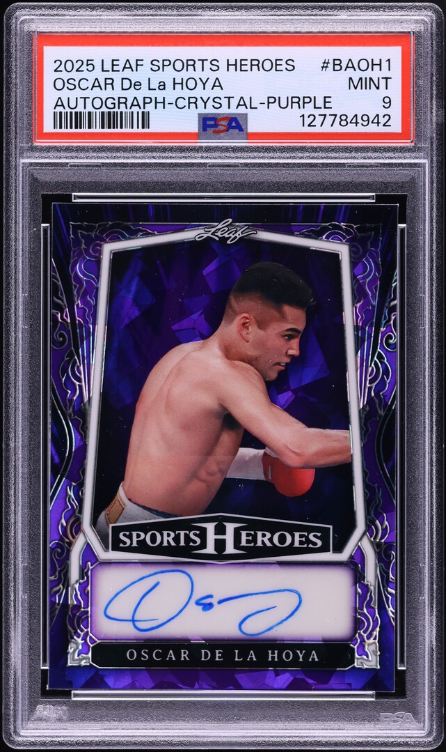 2025 Leaf Sports Heroes Crystal Purple Oscar De La Hoya AUTO /15