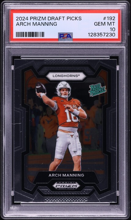 thumbnail image 2 of 2024 Panini Arch Manning Rookie Debut Card #AMC - Texas Longhorns - GEM MINT 10 Graded 2 of 6