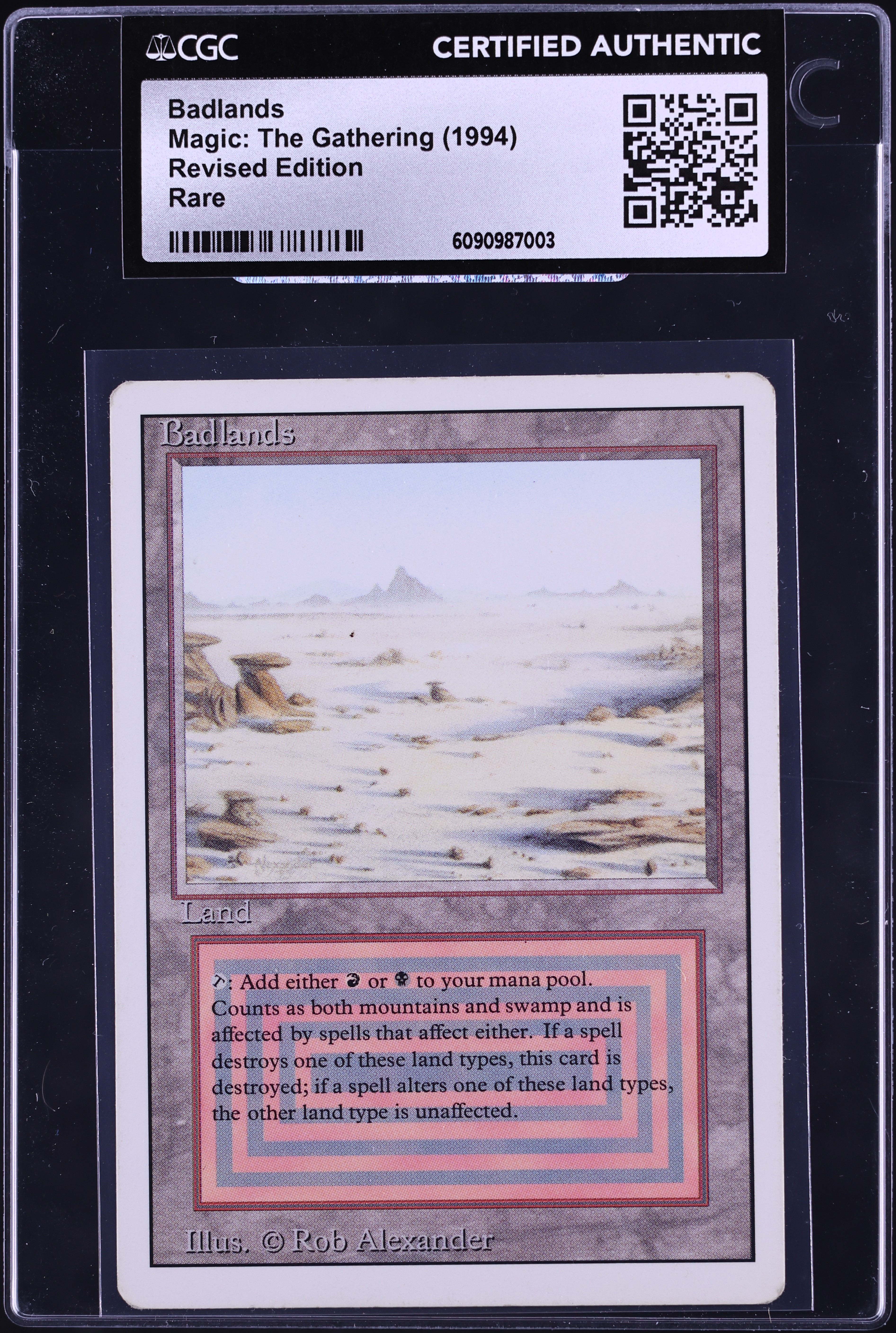 1994 Badlands NM-MT マジック：ザ・ギャザリング 1994 Magic The Gathering MTG Revised Land Badlands CGC AUTH on