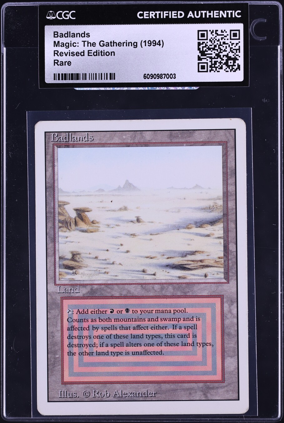 1994 Badlands NM-MT マジック：ザ・ギャザリング 1994 Magic The Gathering MTG Revised Land Badlands CGC AUTH on