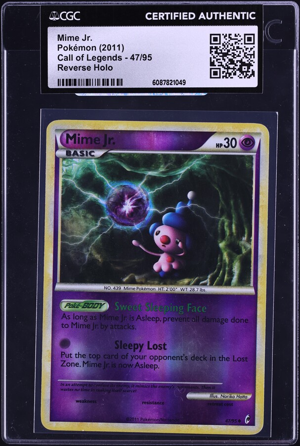 mime jr pokemon card 2011 Call Of Legends Reverse Holo Jr. #47 CGC 8.5 NM-MT+ on Fanatics Collect from the Paldean Fates set. Pokemon Card Game/☆Promotional Cards]Mime Jr.