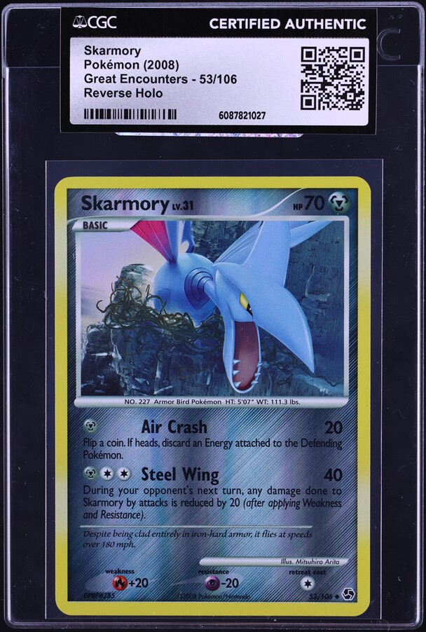 2008 Pokemon Diamond & Pearl Great Encounters Reverse Holo Skarmory #53 CGC AUTH