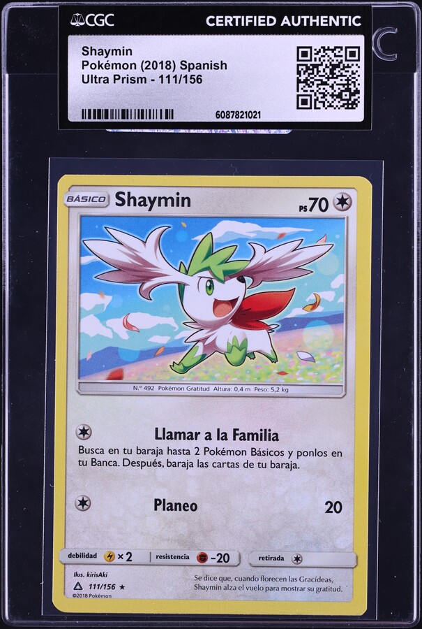 2018 Pokemon Spanish Sun & Moon Ultra Prism Shaymin #111 CGC AUTH