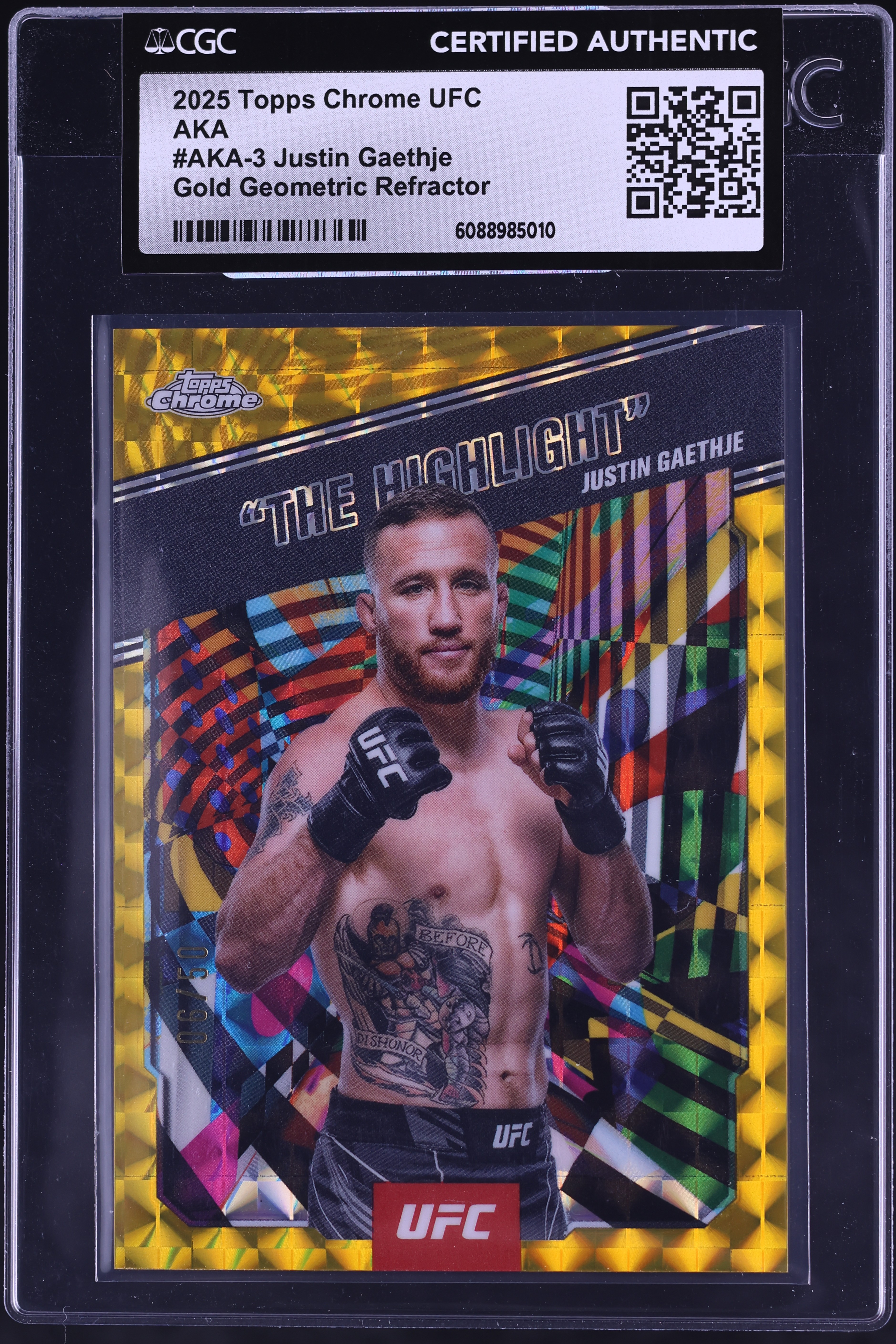 2025 Topps Chrome UFC AKA Gold Geometric Refractor Justin Gaethje 