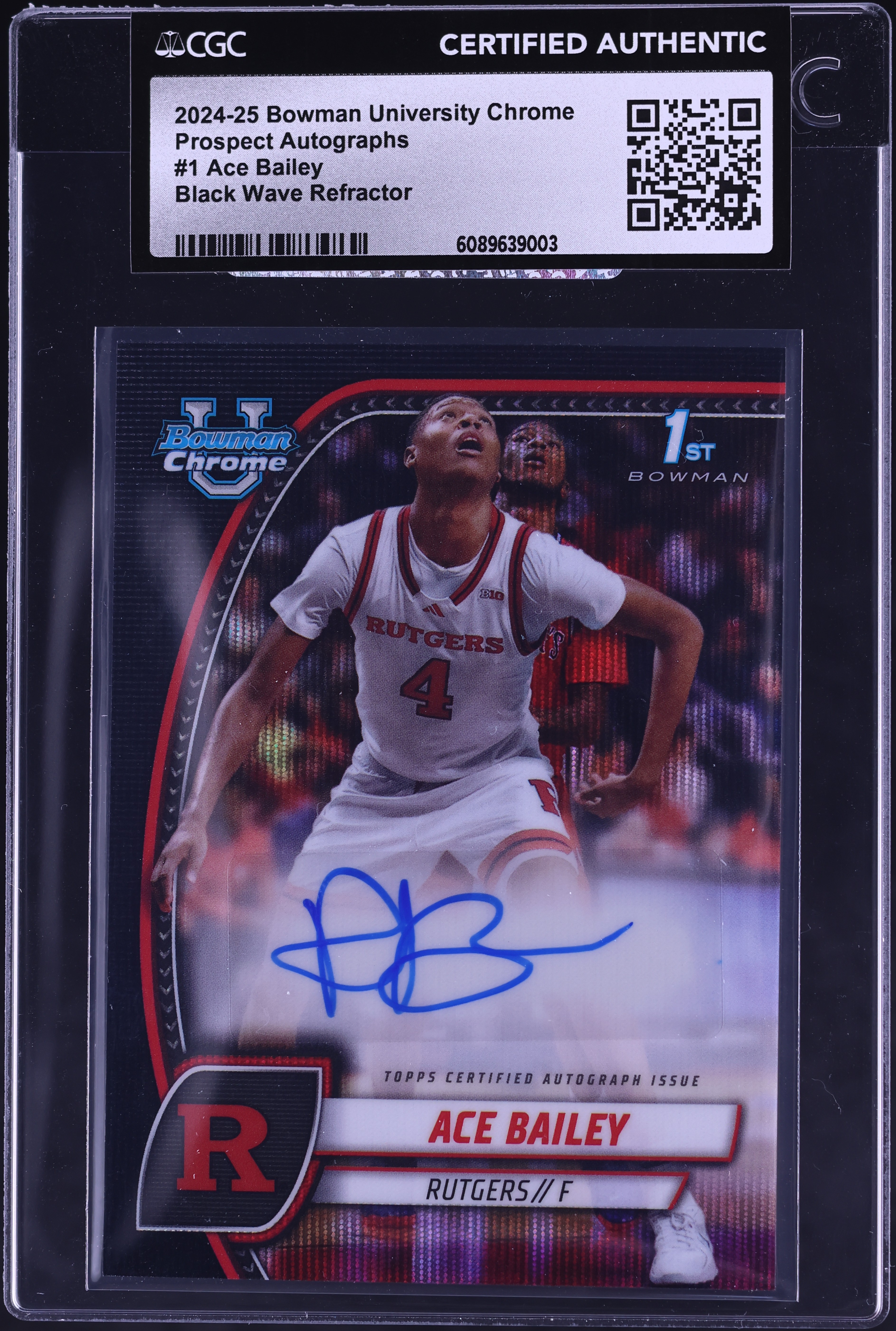 2024 Bowman Chrome University Black Wave Refractor Ace Bailey 