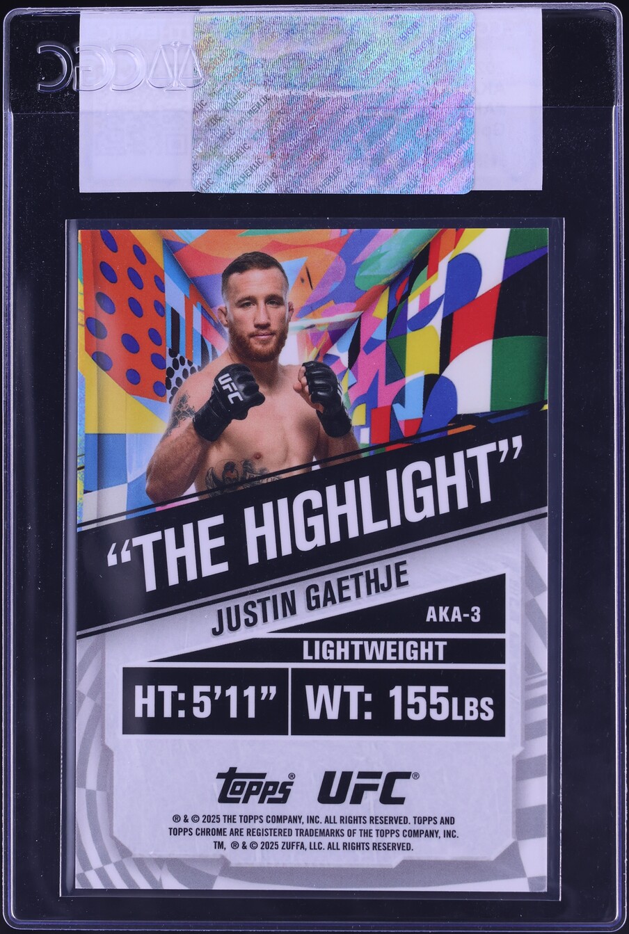 2025 Topps Chrome UFC AKA Gold Geometric Refractor Justin Gaethje /50 #AKA-3 CGC AUTH