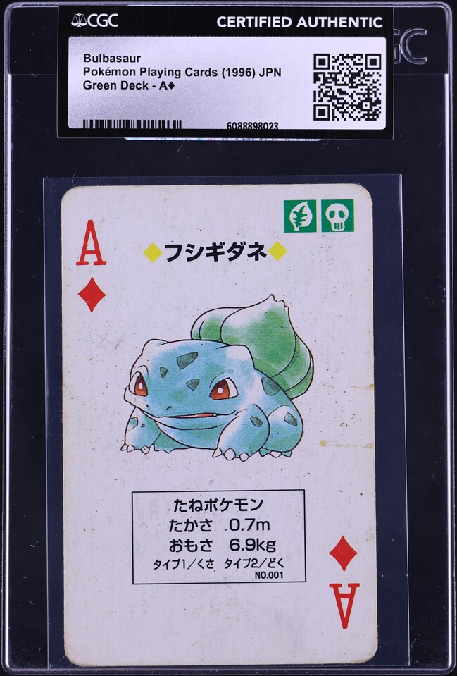 1996 Pokemon Japanese Playing Cards Green Ace Of Diamonds Bulbasaur CGC  AUTH on Fanatics Collect